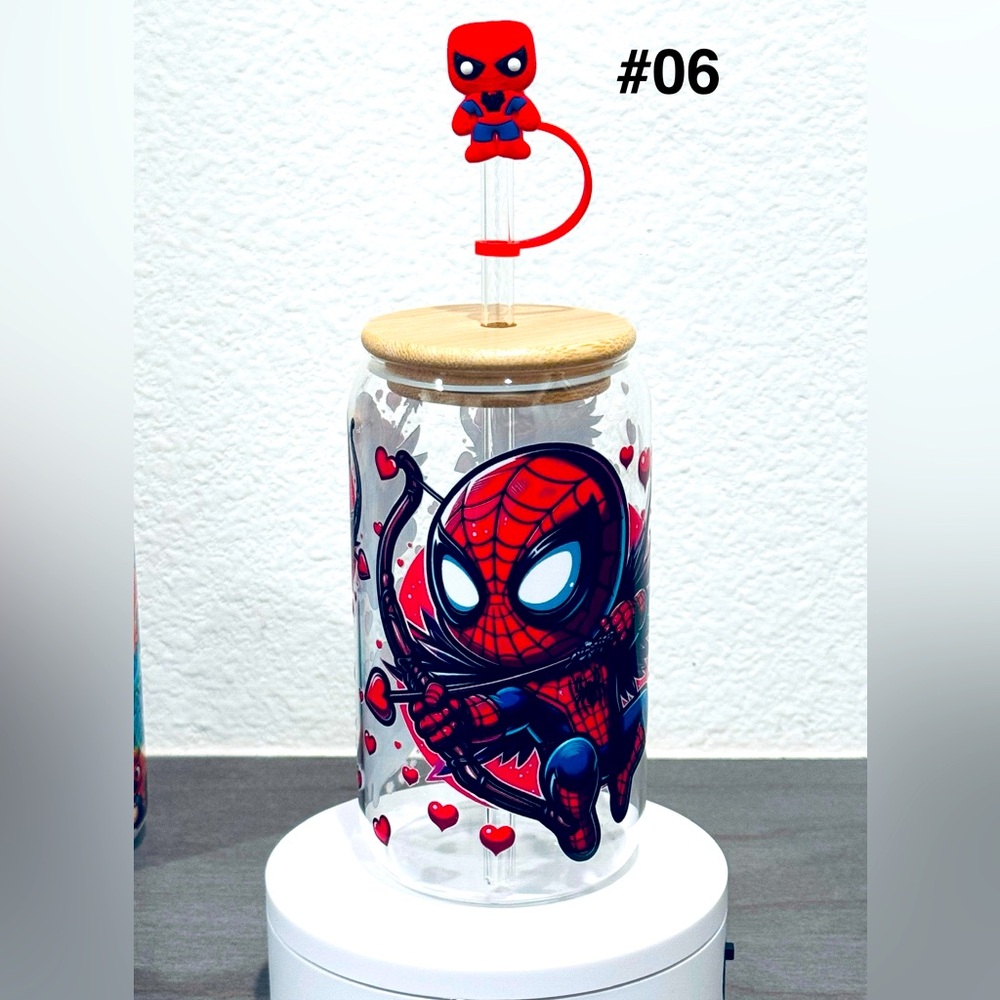 Spider-Man Glass Tumbler with Straw